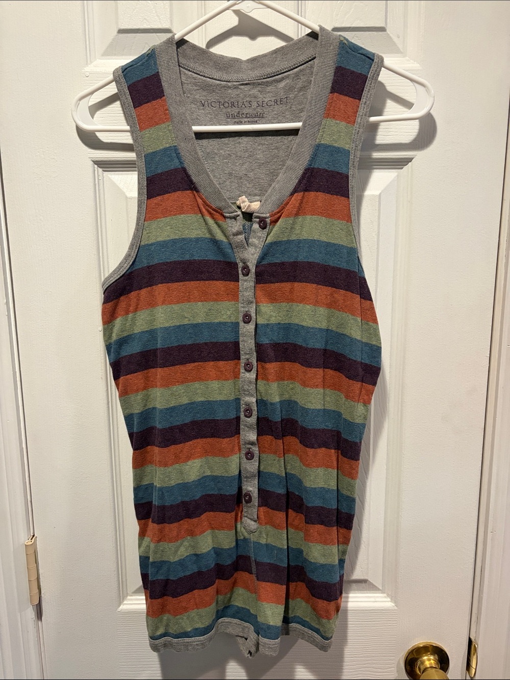 Circa 1998-2003 Y2K Vintage Victoria's Secret Striped Button with Shorts